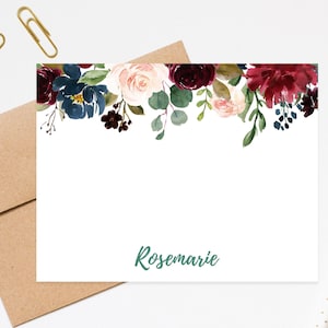Personalized Stationary, Personalized Notecards Watercolor Stationery For Letters, Flat Personalized Note Cards With Envelopes