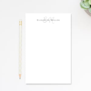 Personalized Monogram Simple Notepad, Elegant Notepad for Letters, Personalized 2 Letter Notepad, Customized Notepad Stationery Under 25