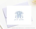 Elegant Script Monogram Folded Stationery Set, Customized Monogrammed Stationary for Hand Written Thank You Cards Set of 10