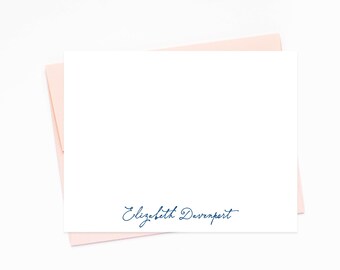 Personalized Classic Stationary Notes for Her, Elegant Script Stationery Card for Gifts for Women, Simple Thank You Notecard with Envelopes