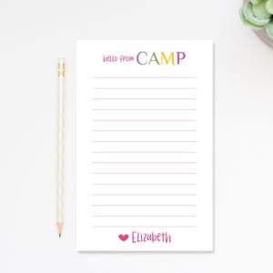 Personalized Camp Stationery Notepad, Simple and Playful Notepad for Kids, Custom Camp Letters from Her Him, Notepad Stationery Under 25
