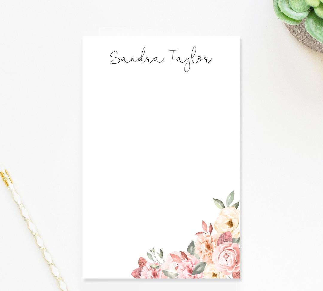 Personalized Floral Notepad Gifts for Mom, Simple Writing Pad With ...