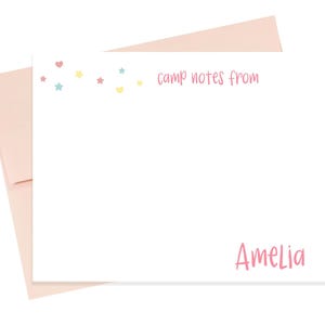 Camp Notes Personalized Stationery Set, Girl Note Cards From Camp, Custom Stationery for Kid, Cute Summer Camp, Personalized Camp Stationary