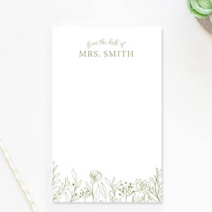 Personalized Notepad Gift for Teacher, Botanical Leaves Notepad, Personalized Notepad Gift for Her Him, Customized Stationary Under 25
