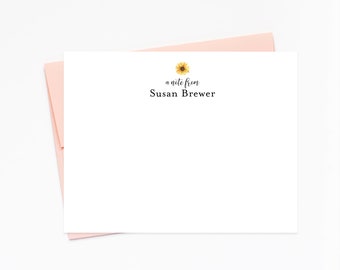 Personalized Sunflower Stationery for Notes, Printed Stationary Note Cards with Flowers, Thank you Cards Stationery With Envelopes