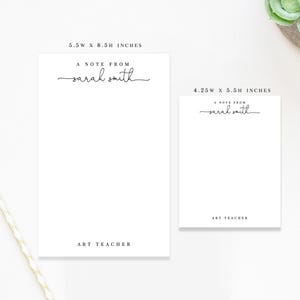 Personalized Script Notepad with For Art Teacher, End of Year School Appreciation Stationary Gift, To Do Social Work List Notepad