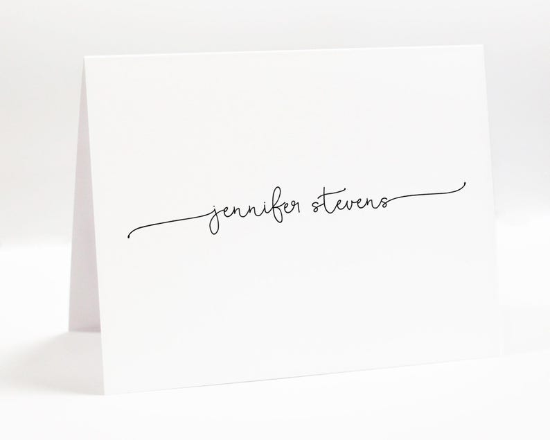 Personalized Folded Stationery Set of 10, Script Stationary Notecards ...
