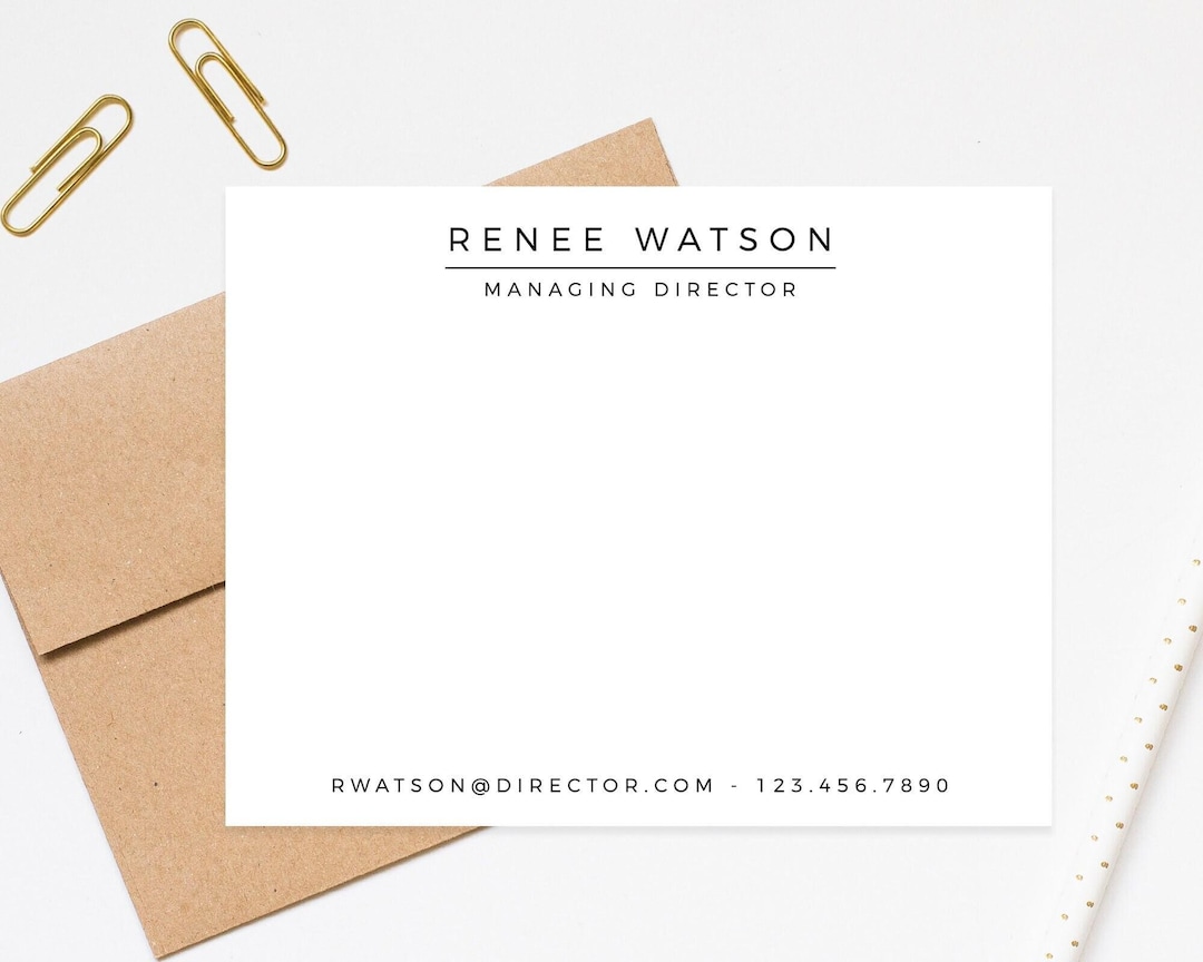 Courtesy Note Card Business Note Card Set, Personalized Stationery Notecards Set ...