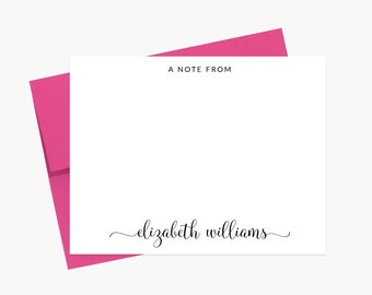 Custom Personalized Script Stationery for Women, Simple Calligraphy Cards Stationery Set, Modern Note Cards for Her