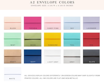 Stationery A2 Envelopes, Personalized & Custom Envelopes for Flat Cards, Greeting Cards, Thank You Notes