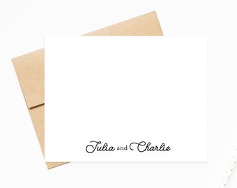 Couple Personalized Stationery Flat Card, His and Hers Gifts Stationery For Invitations, Custom Personalized Stationary, Note Card Set