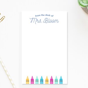 Personalized Notepad with For Art Teacher, Custom Notepad with Crayons, To Do List Notepad for School End of the Year Appreciation Gift image 7