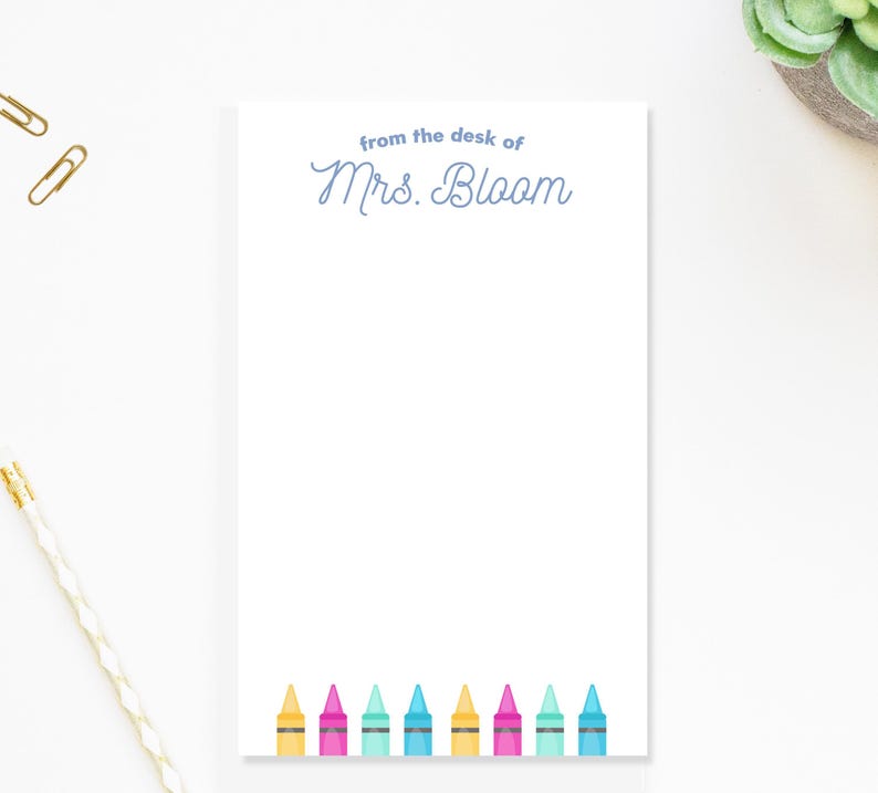 Personalized Notepad with For Art Teacher, Custom Notepad with Crayons, To Do List Notepad for School End of the Year Appreciation Gift image 7