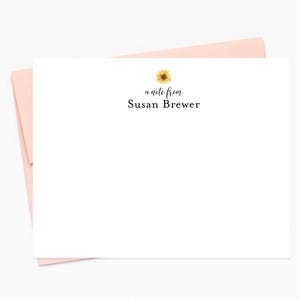 Personalized Sunflower Stationery for Notes, Printed Stationary Note Cards with Flowers, Thank you Cards Stationery With Envelopes