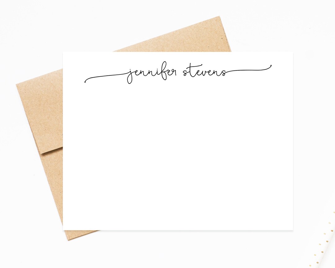 Script Personalized Stationery Cards Set, Flat Notecards, Personalized ...