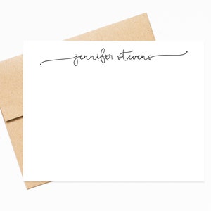 Script Personalized Stationery Cards set, Flat Notecards, Personalized Stationary Card Set Flat Note Cards and Envelopes, Flat Cards