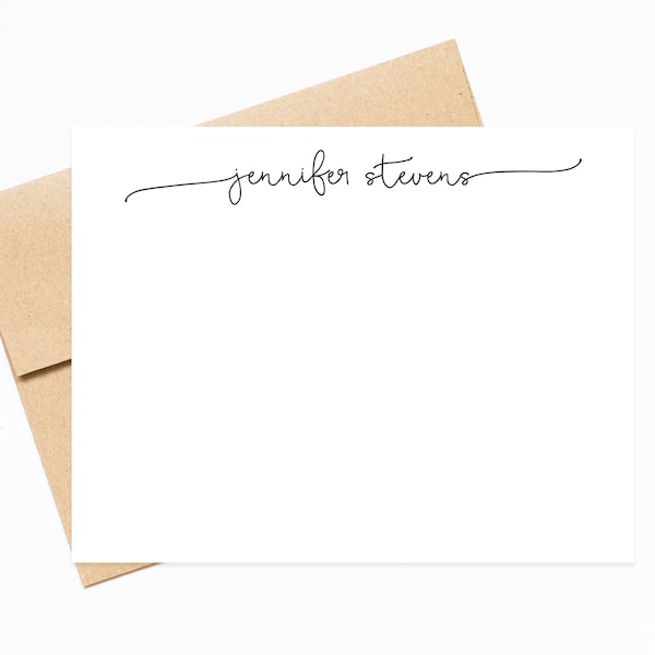 Script Personalized Stationery Cards set, Flat Notecards, Personalized Stationary Card Set Flat Note Cards and Envelopes, Flat Cards