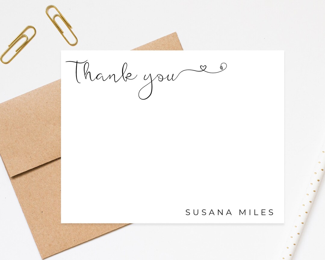 Personalized Thank You Card Wedding Personalize Script Etsy