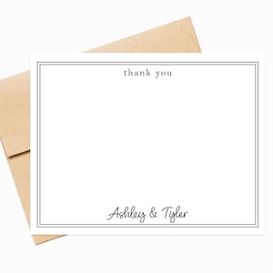 Personalized Classic Border Stationery Note Cards, Stationary For Women, Thank you Flat Cards, Personalized Notecards, Gift for Couples