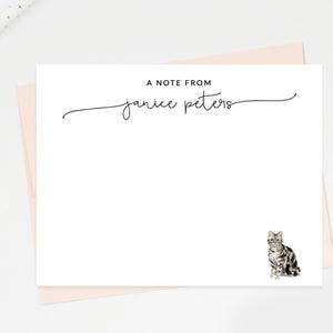 Personalized Cat Stationary, A Note From Custom Notecard Stationary, Cat Lover Stationery, Simple Stationery Cards, Cat Lovers Gift Set