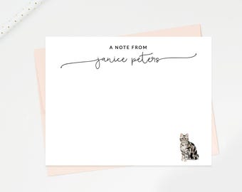 Personalized Cat Stationary, A Note From Custom Notecard Stationary, Cat Lover Stationery, Simple Stationery Cards, Cat Lovers Gift Set