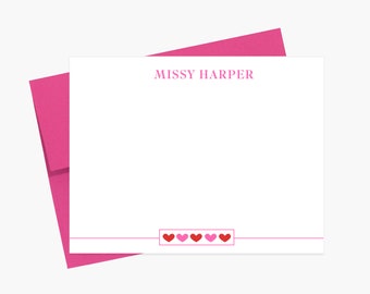 Custom Stationery with Hearts, Valentine Note Card Stationary Set for Kids, Valentines Day Stationery Cards for Children’s Writing