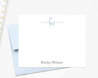 Personalized Monogram Stationary, Stationery Gift with Initials for Women Note Cards, Monogram Script Stationery for Letter Writing