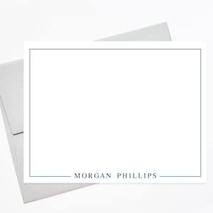 Personalized Bordered Stationary Notecards, Graduation Thank you Notes for Him, Bordered Modern Stationary For Him, Thank you Flat Cards