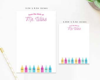 Personalized Notepad with For Art Teacher, Custom Notepad with Crayons, To Do List Notepad for School End of the Year Appreciation Gift