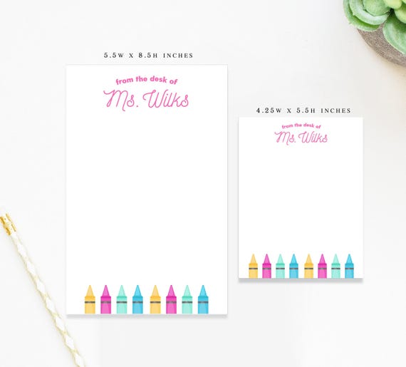 Personalized Notepad with For Art Teacher, Custom Notepad with Crayons, To Do List Notepad for School End of the Year Appreciation Gift