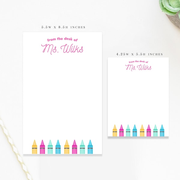 Personalized Notepad with For Art Teacher, Custom Notepad with Crayons, To Do List Notepad for School End of the Year Appreciation Gift
