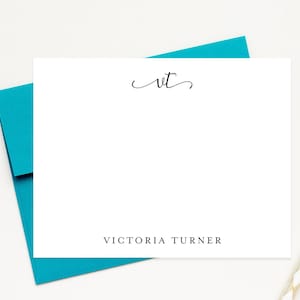 Personalized Monogram Stationery Set, Monogram Stationary, Initials Notecards, Custom Message Notecards, Flat Handmade Letter, Writer Gift