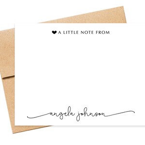Personalized A Note From Script Stationery Cards Set, Flat Notecards ...