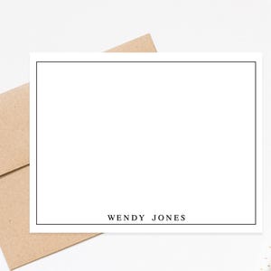 Personalized Bordered Stationery Note Cards Set, Stationary For Friend, Thank you Flat Card, Personalized Notecards, Custom Gift for Him Her