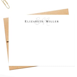 Personalized Monogram Stationery Cards, Monogram and Modern Personalized Stationery Note Cards with Envelopes