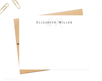 Personalized Monogram Stationery Cards, Monogram and Modern Personalized Stationery Note Cards with Envelopes