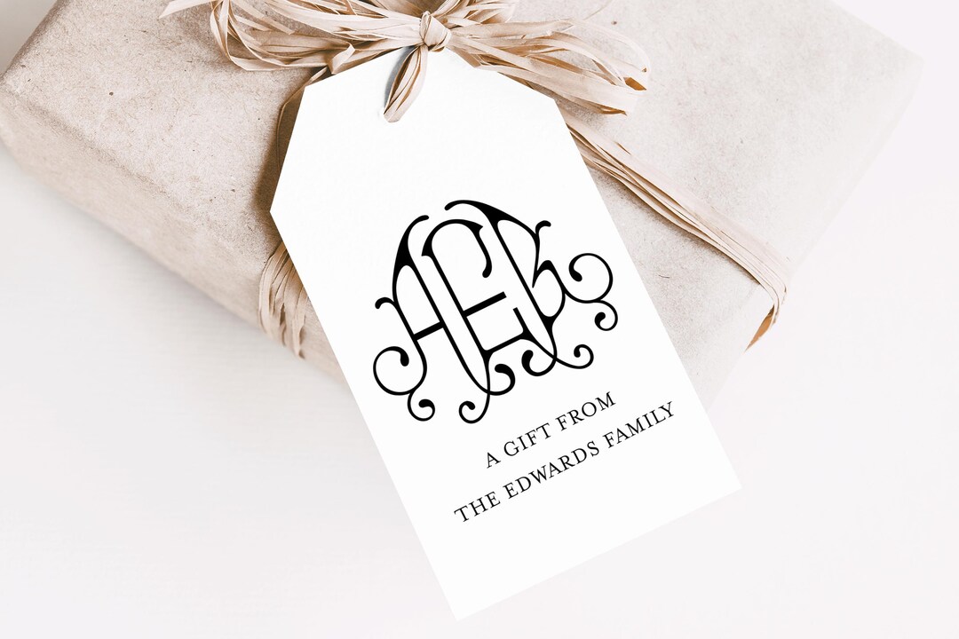 Monogram Tag Personalized Monogram Gift Tags: Elegant Favor Tags, Set of 12 - Etsy
