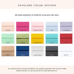 the envelope color options for the return address is printed in black only