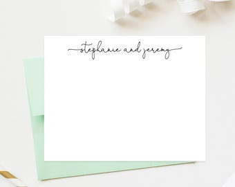 Script Personalized Flat Notecard Set: Custom Stationery Cards