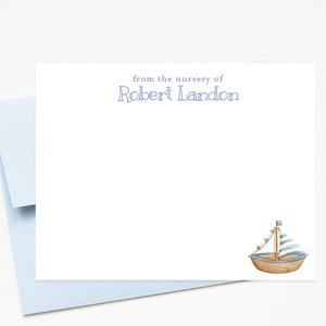 Stationery Gifted Cute Stationery With Boat for Boys, Stationary Card With Envelopes for Kids, Printed Thank You Notecards For Baby Shower