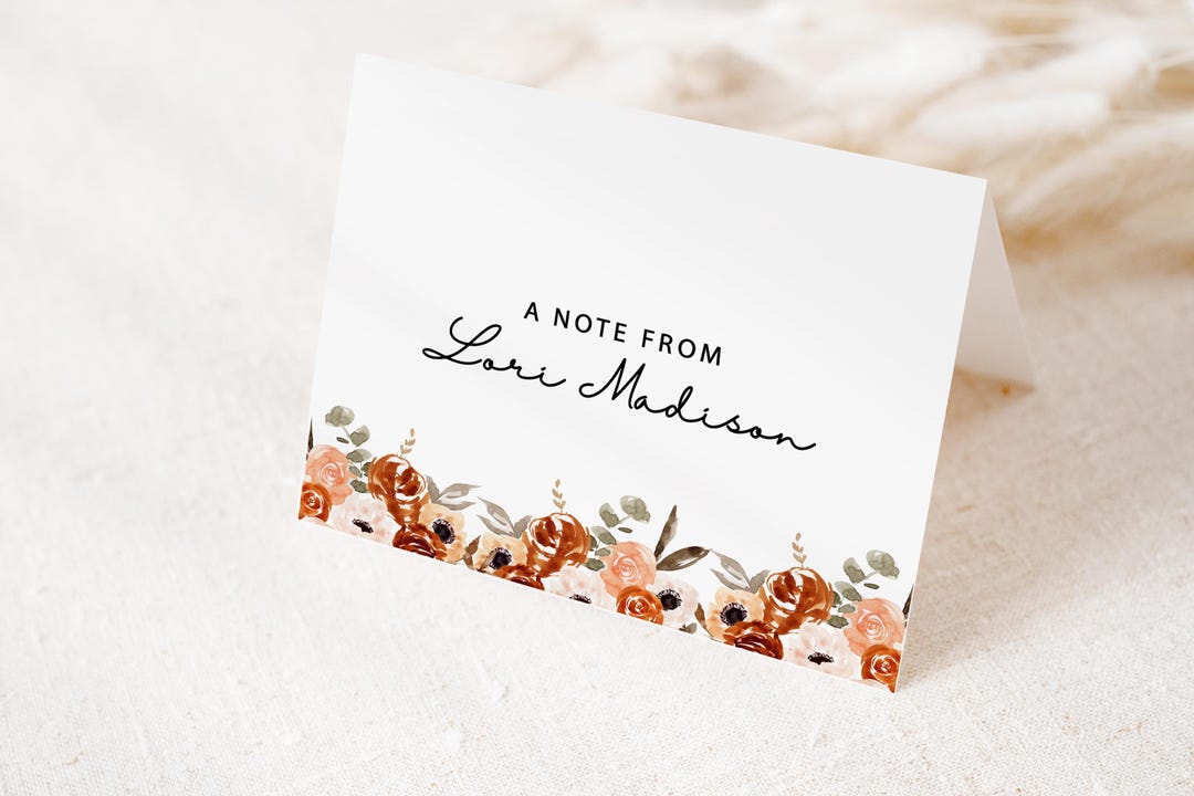 Personalized Floral Stationery Set: Autumn Note Cards With Envelopes - Etsy