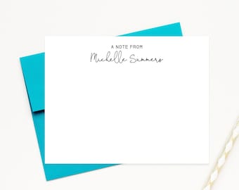 A note from personalized stationery, Simple script stationery set, Custom gift notecards, Hello note card with envelope, Thank you note