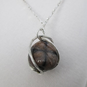 Chiastolite Caged Spiral Pendant Necklace