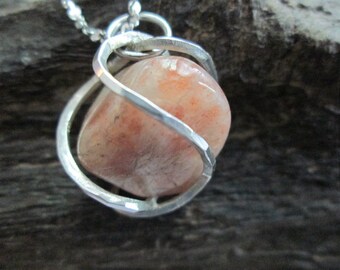 Sunstone Handcrafted 25mm Sterling Silver Cage Pendant