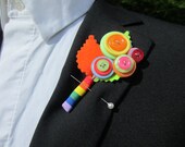 Summer Fun Buttonhole / Boutonnière  Groom Wedding Birthday Gift Flower Alternative Rainbow