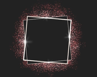 Pink Glitter Rose Gold | Square Border | Clipart | PNG and JPG instant downloads
