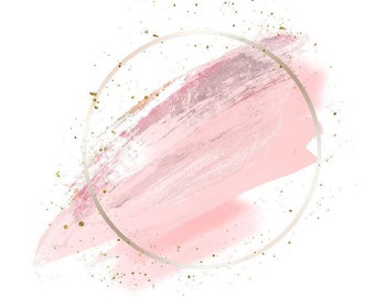 Pink Brush Strokes |  Circle Clipart | Glitter circle border frame | BONUS download included | PNG & JPG, Instant download