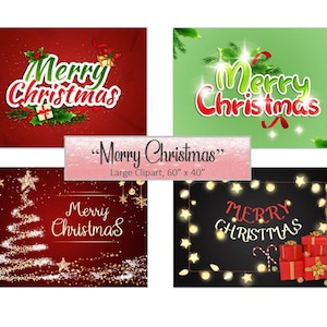 Merry Christmas Clipart / All 4 Clipart Wallpaper / Large 60"x40" / Bellissimi JPG di alta qualità