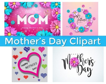 Four Mother&#39;s Day Designs Clipart | Beautiful, High Quality Instant Downloads