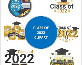Graduation 2022 Clipart | Class of 2022 | Clipart Files | PNG & JPG Instant Downloads